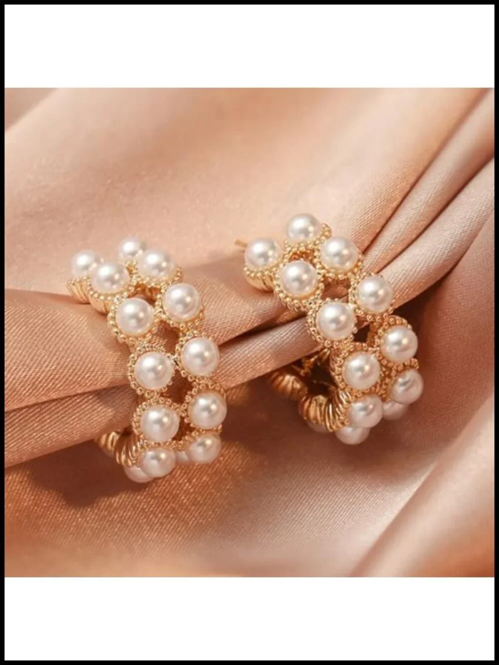 Pearl Hoop Statement Earrings for Women, Hypoallergenic 14K Gold Stainless